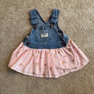 NWOT OshKosh Baby Denim Floral-Print Jumper Dress Size 3M